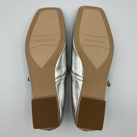 Franco Sarto Tinsley Mary Jane Flat in Silver Faux Leather Size 8 - Picture 8 of 12